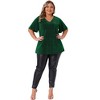 Women's Plus Size Metallic V Neck Short Sleeve Party Club Blouse - Agnes Orinda - 3 of 4