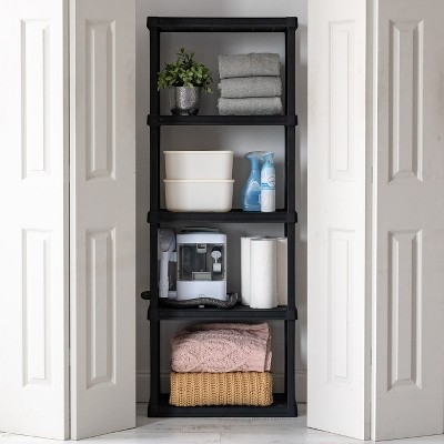 Black 5-Tier Recycled Plastic Storage Shelving Unit