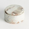 Plum & Post Jaqueline Round Lidded Box Wide - Brown/White Marble Accent - 2 of 4