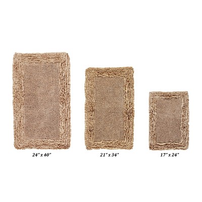 Shaggy Border Collection 3-Piece Bath Rug Set 100% Cotton Tufted Weave Ruffle Border Pattern Bathroom Rug for Machine Washable Bathmat