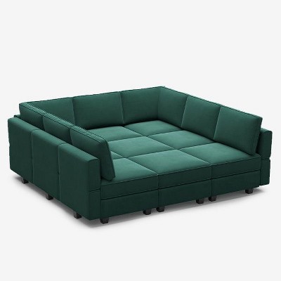 Belffin Modular Velvet Sleeper Sofa with Storage Seat (9 Seats + 9 Sides)