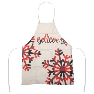 Unique Bargains Christmas Aprons Snowflake Linen Red Beige 21.65"x26.77" 1 Pcs - 1 of 4