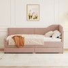 Twin Size L-Shaped Daybed, Corduroy Upholstered Bed Frame with 2 Storage Drawers - ModernLuxe - 2 of 4