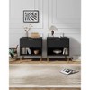 Manhattan Comfort Set of 2 Dumbo Nightstands with Drawer Black: Modern Style, MDF Construction, Metal Glides - 2 of 4
