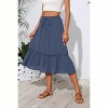 2025 Trendy High Waist Tiered Flowy Skirt for Women - Below Knee with Pockets A-05 Grayish Blue - 4 of 4