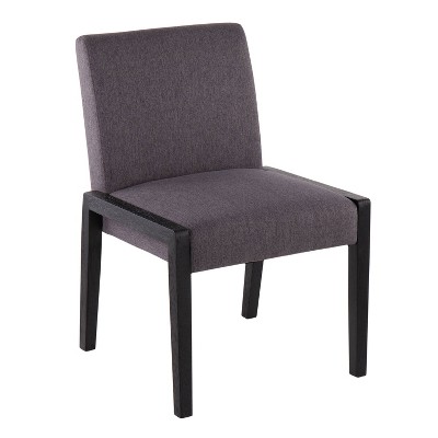 Set of 2 Black Wood and Grey Velvet Upholstered Dining Chairs