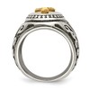 Black Bow Jewelry Men's 19.8mm Stainless Steel w/14K Gold Accent Cross Tapered Ring - 2 of 4