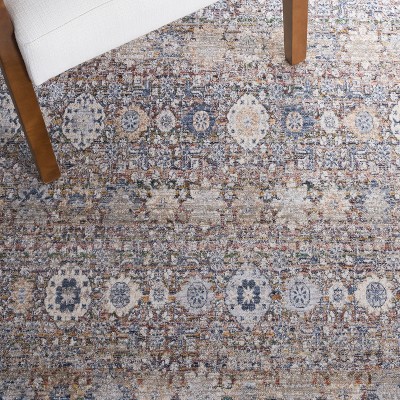 Ivory and Blue Hand-Knotted Viscose 9' x 12' Area Rug