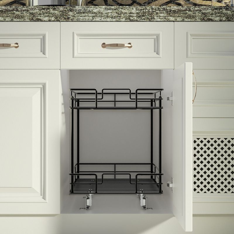 HOMLUX  Pull-Out 2 Tier Home Organizer  with Sliding Track in the Middle, 5 of 7