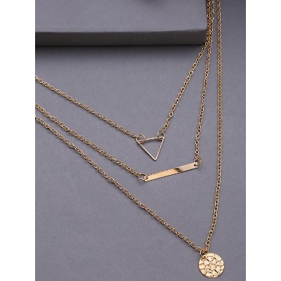 SOHI Women's Gold Geometric Layered Necklace