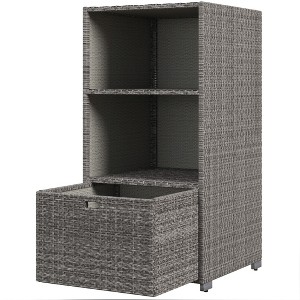 Aghana Digitals Waterproof PE Rattan Spa Resort Towel Valet Rack with 2 Shelves & Bottom Storage - 1 of 4