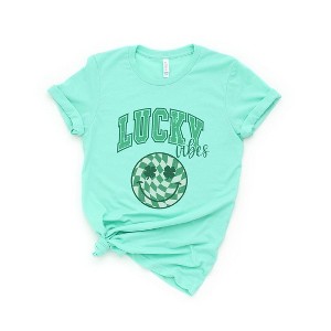 Simply Sage Market Women's Lucky Vibes Smiley Short Sleeve Graphic Tee - 1 of 4