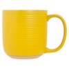 Elanze Designs Ribbed Ceramic Stoneware 16 ounce Raw Clay Bottom Coffee Mugs Set of 4, Mustard - 2 of 4