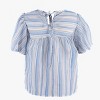 Women's White & Blue Round Neck Flared Sleeve Cropped Top - Cupshe - 2 of 4