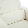 Vynxaria Accent Rocking Chair with Curved Back & Pillow - Cream White Teddy Velvet Comfort - 3 of 4