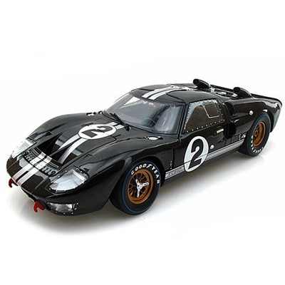1966 Ford GT-40 MK II Black Diecast Model Car with Silver Stripes