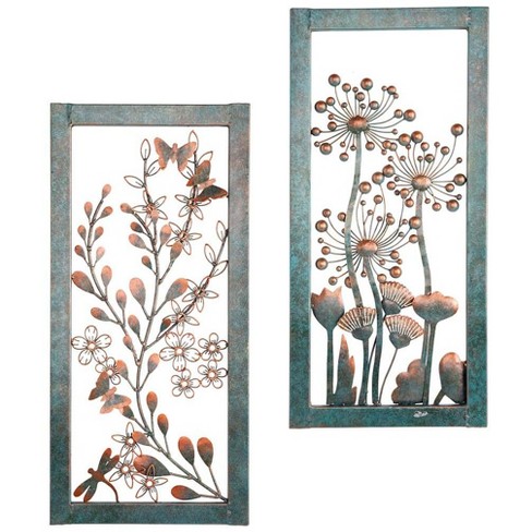 Birds on a Branch Rustic Copper Patina Finish Metal Wall Art Hanging 