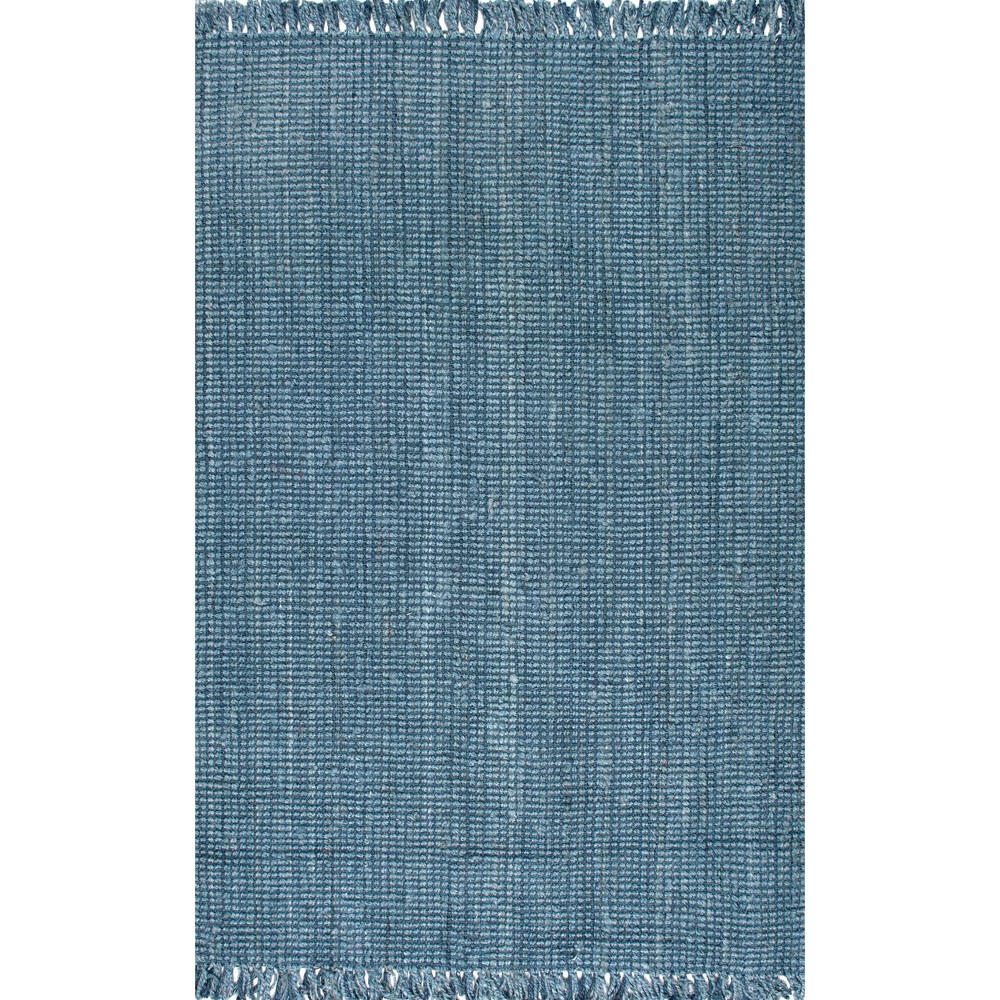 3'x5' Hand Woven Chunky Loop Jute Area Rug Blue - nuLOOM