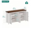 Modern Wooden Sideboard Buffet Cabinet With 4 Doors And Open Shelves Kitchen Storage Island Multi Functional Console Table For Dining Room, White - 2 of 4