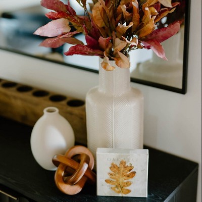 Large White and Mustard Artisanal Ceramic Vase Set