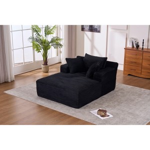 Okak Modern Oversized Corduroy Longue Sleeper Sofa Chair with Pillows,Deep Seat Single Sofa for Living Room,Apartment,Guestroom - 1 of 4