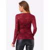 INSPIRE CHIC Women's See-Through Cut Out Long Sleeve Fitted Lace Floral Top - 3 of 4