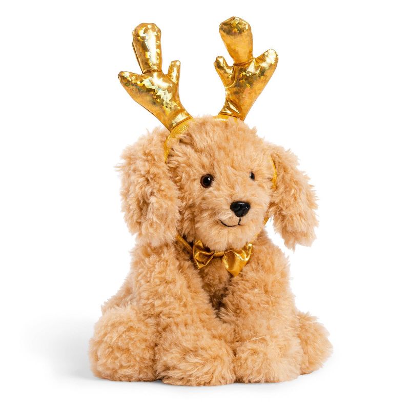 FAO Schwarz Cheers 4 Antlers Golden Mutt 12&#34; Stuffed Animal with Removeable Wear-and-Share Ears, 1 of 9