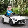Qaba Mercedes-Benz AMG GTR Licensed 12V Kids Ride on Car with Remote Control, Soft Start, LED Lights, Music Horn & 3 Speeds for 3-6 Years, White - 2 of 4