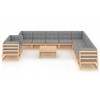 vidaXL Patio Lounge Set Sectional Sofa with Cushions Solid Pinewood - Natural - 3 of 4