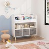 KTMBDW Kids Bookshelf and Toy Storage, Large Capacity Kids Book Rack with 3 Fabric Bins, Sling Kid Bookcase, for Kids Room, Nursery, Playroom, White - 4 of 4