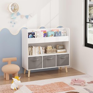 Okak Multifunctional Low Kids Bookshelf Toy Storage Organizer,Wooden Toddler Bookcase with Display Stand for Kids Bedroom,Playroom - 1 of 4