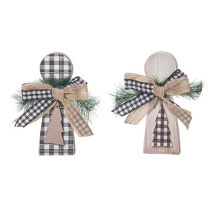 Transpac MDF Rustic Angel Shaped Decor Set of 2 Christmas Home Decorations - 1 of 1