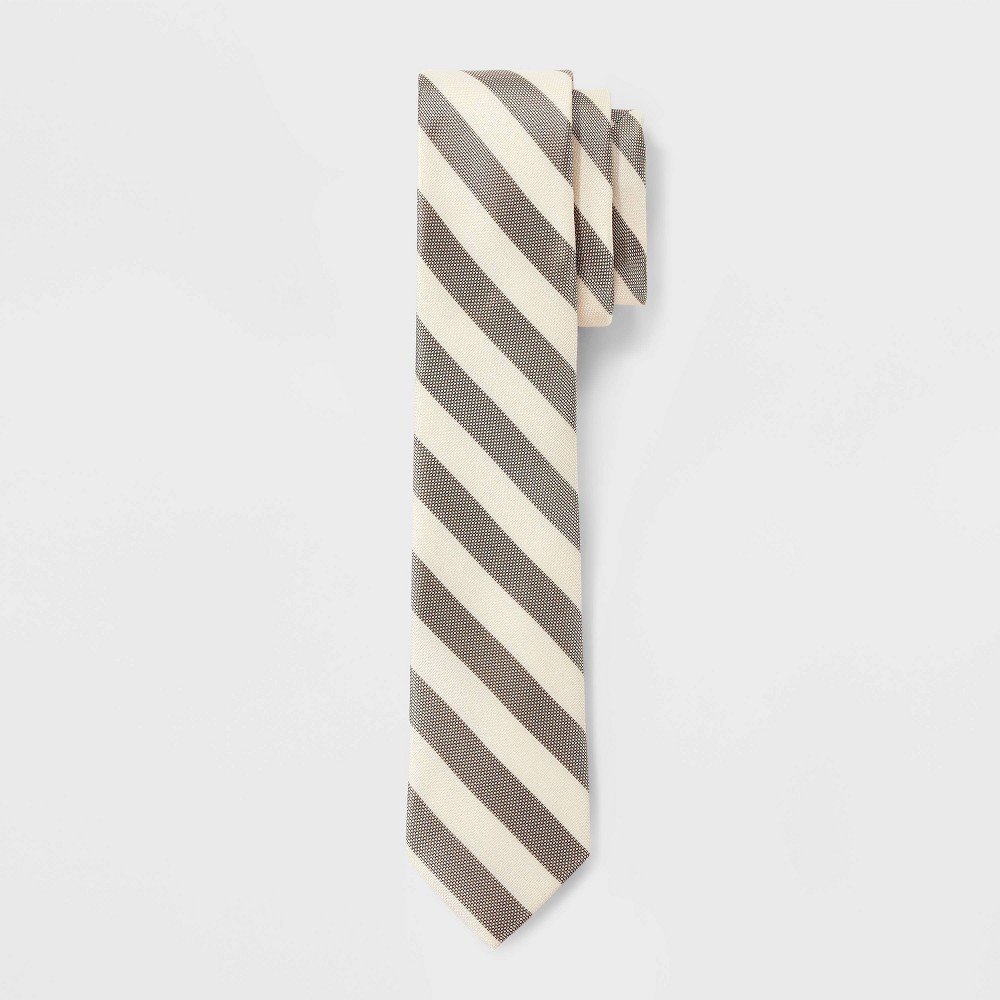 Men's Stripped Oxford Neck Tie - Goodfellow & Co™ Tan/Cream