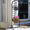 Sunnydaze Iron Decorative Welcome Sign and Coco Grass Liner Hanging Basket Planter Stand - 48" H - Black - 4 of 4