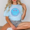 Simply Sage Market Women's Blue Smiley Palm Trees Short Sleeve Garment Dyed Tee - XL - Chambray - 2 of 2