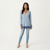 Anna-Kaci Women's Long Sleeve V-Neck Top with Contrast Crochet Trim and Relaxed Hem - 3 of 4