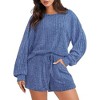 WhizMax Pajama Set for Women Knit Lounge Sets Long Sleeve Top and Shorts Matching Loungewear - 2 of 4