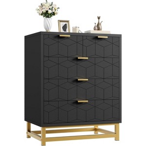 Black 5-Drawer Dresser, Chest with Metal Base, Modern Organizer for Bedroom, Living Room, Hallway - 1 of 4
