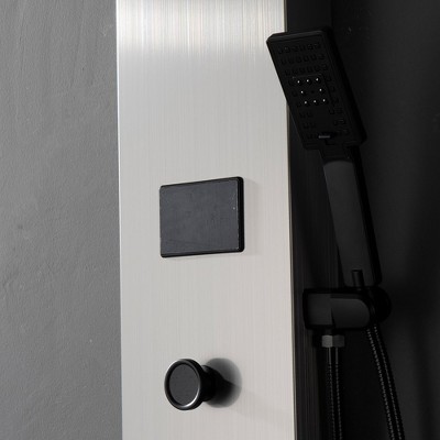 Black Nickel 8-Jet Rainfall Shower Panel System with LED Light