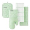 KITCHENAID Quilted Cotton Terry Cloth Oven Mitt, Pot Holder, Kitchen Towel 4-Pack Set, Silicone Grip, Pistachio, 16"x26", 7"x13" & 7"x10" - 2 of 4