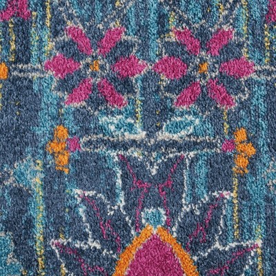 Denim Floral Synthetic 9' x 12' Hand-knotted Area Rug
