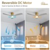 52 Inch Flush Mount Ceiling Fan with Remote Control, Wood Blades Modern Outdoor Ceiling Fans for Bedroom/Farmhouse/Patio/Indoor Quiet DC Motor - 2 of 4