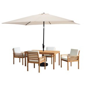 Alaterre Furniture 6pc Outdoor Patio Dining Set, Okemo Table with 10' Rectangular Umbrella - 1 of 4