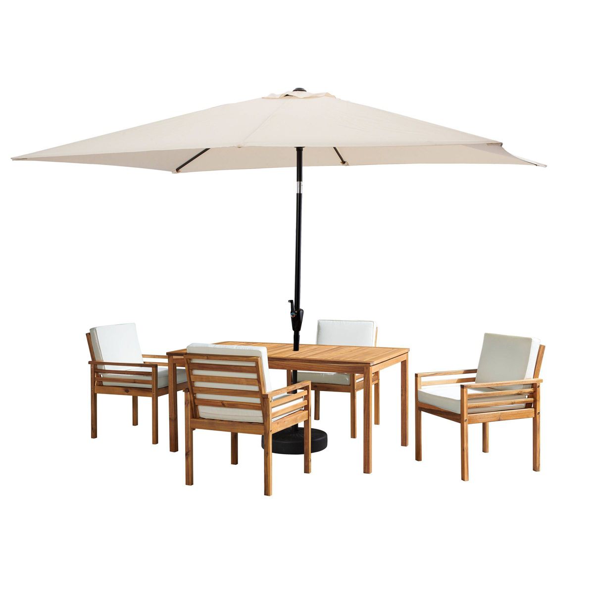 Alaterre Furniture 6pc Outdoor Patio Dining Set, Okemo Table with 10' Rectangular Umbrella