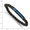 Chisel Stainless Steel Brushed and Black and Blue IP-plated with 6mm Lava Stone Beaded Stretch Bracelet - 3 of 4