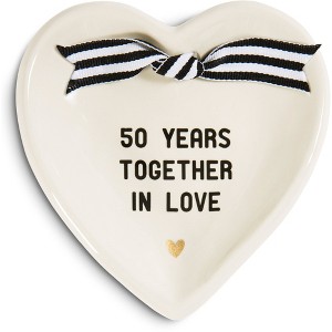 Pavilion Gift Company - 50th Anniversary - 4.5" x 4.5" Heart-Shaped Keepsake Dish - Decorative Trays and Platters - 1 of 4