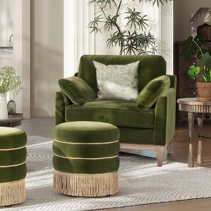 36" Wide Modern Farmhouse Accent Arm Chair with Removable Seat and Reversible Back Cushions - 1 of 4