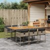 vidaXL 7 Piece Patio Dining Set - Gray Poly Rattan Garden Furniture with Cushions and Acacia Wood Tabletop for Outdoor, Backyard, or Patio - 2 of 4