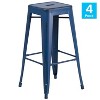 Emma and Oliver Commercial Grade 4 Pack 30" High Backless Distressed Metal Indoor-Outdoor Barstool - image 3 of 4