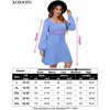 Women's Plus Size Casual Sweater Dress Square Neck Long Lantern Sleeve Tie Waist  Loose Pullover Sweater Dresses  (Sky blue, 3XL) - 3 of 3